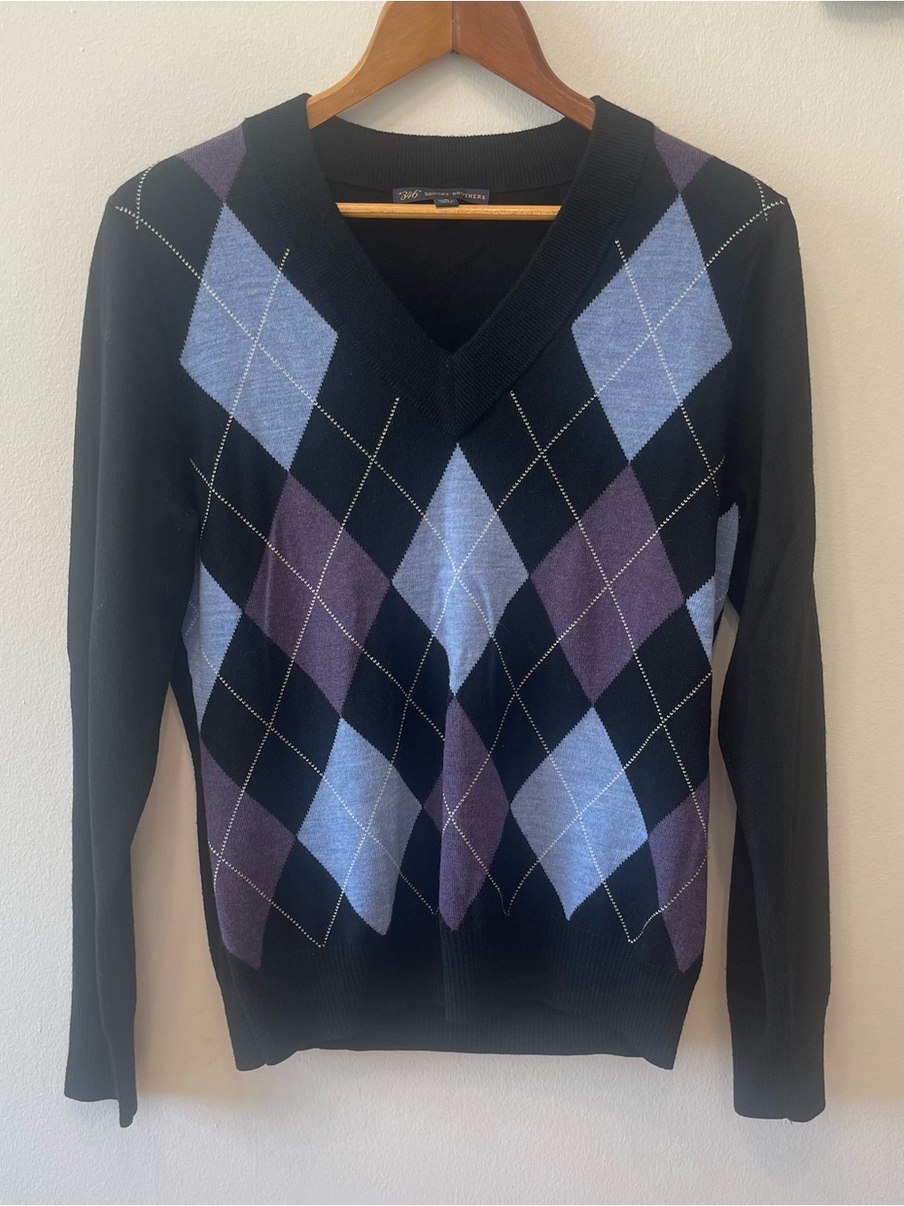 346 Brooks Brothers Merino Wool Argyle Sweater L